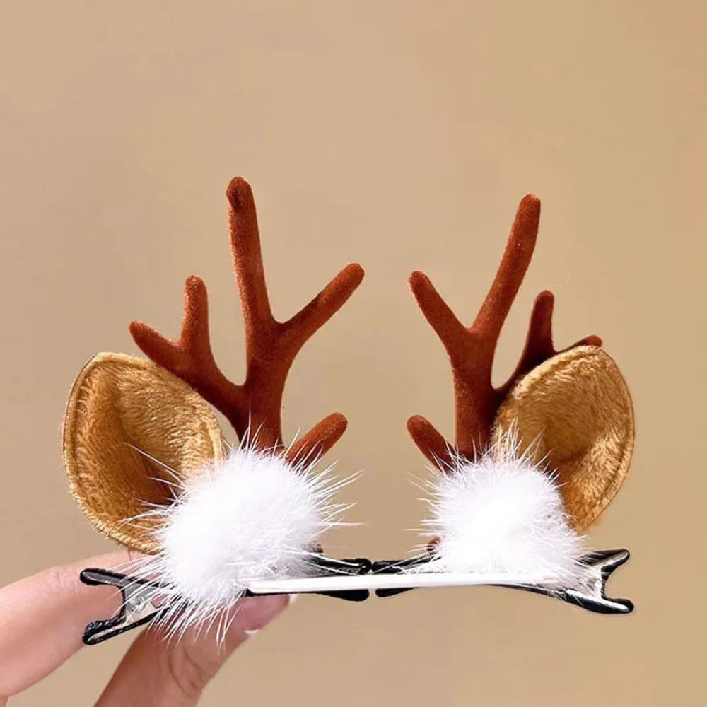 1 Pair Christmas Antler Hair Clips, Christmas Hair Decoration for Children, Deer Ear Headbands, Adult Headwear Hair Accessories