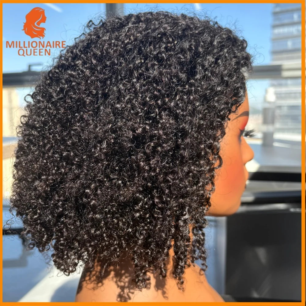 300% Millionaire Queen Half Wigs Wear and Go Beginner Friendly Headband Wig Pixie Curly Half Wig Clip Ins Flip Over Glueless Wig