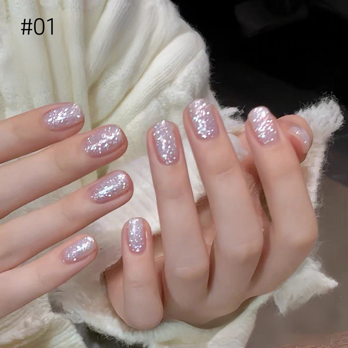 MN 1-9PCS Pink Blue White Green Color Series Gel Nail Polish With Strobe Glitter Brocade Diamond Gel Polish
