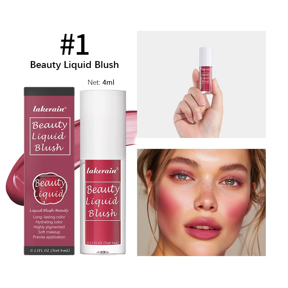 9 Shades Beauty Liquid Blush Lightweight Blendable Dewy Finish Liquid Cheek Tint Long‑Wearing Natural Flush Multi‑Use Face Blush Makeup