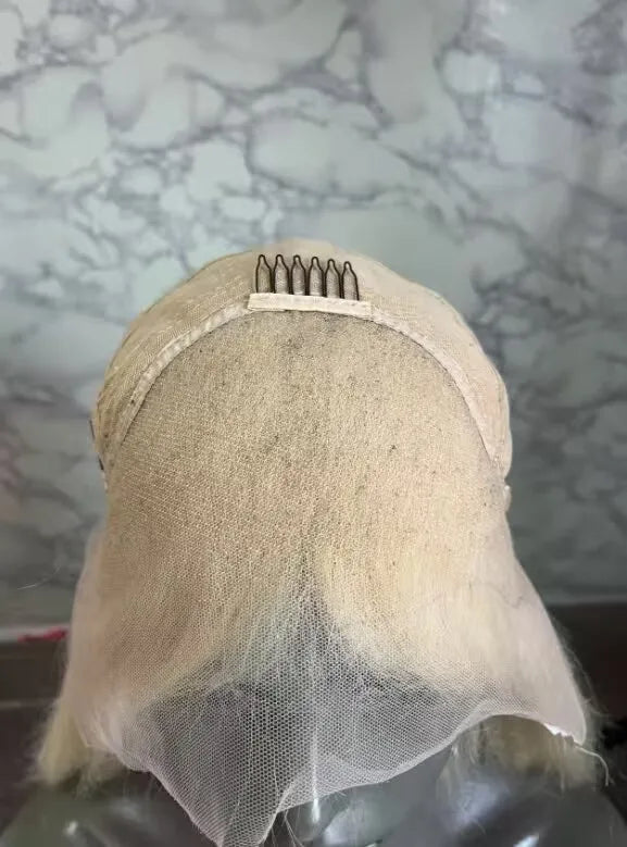 Soft Highlight Blond Straight Hair 150 density and 13×4 100%human hair wig lace front wig, with baby hair pre plucked