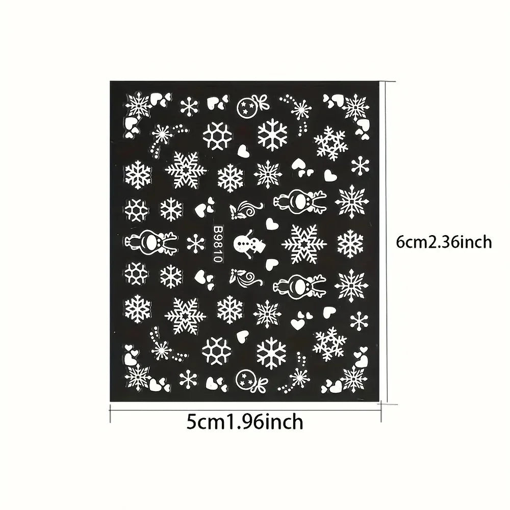 30pcs Sheets Winter 3D Nail Art Stickers Decals Nail Art Supplies for Women And s - Self-Adhesive Cartoon Snowflake Snowman