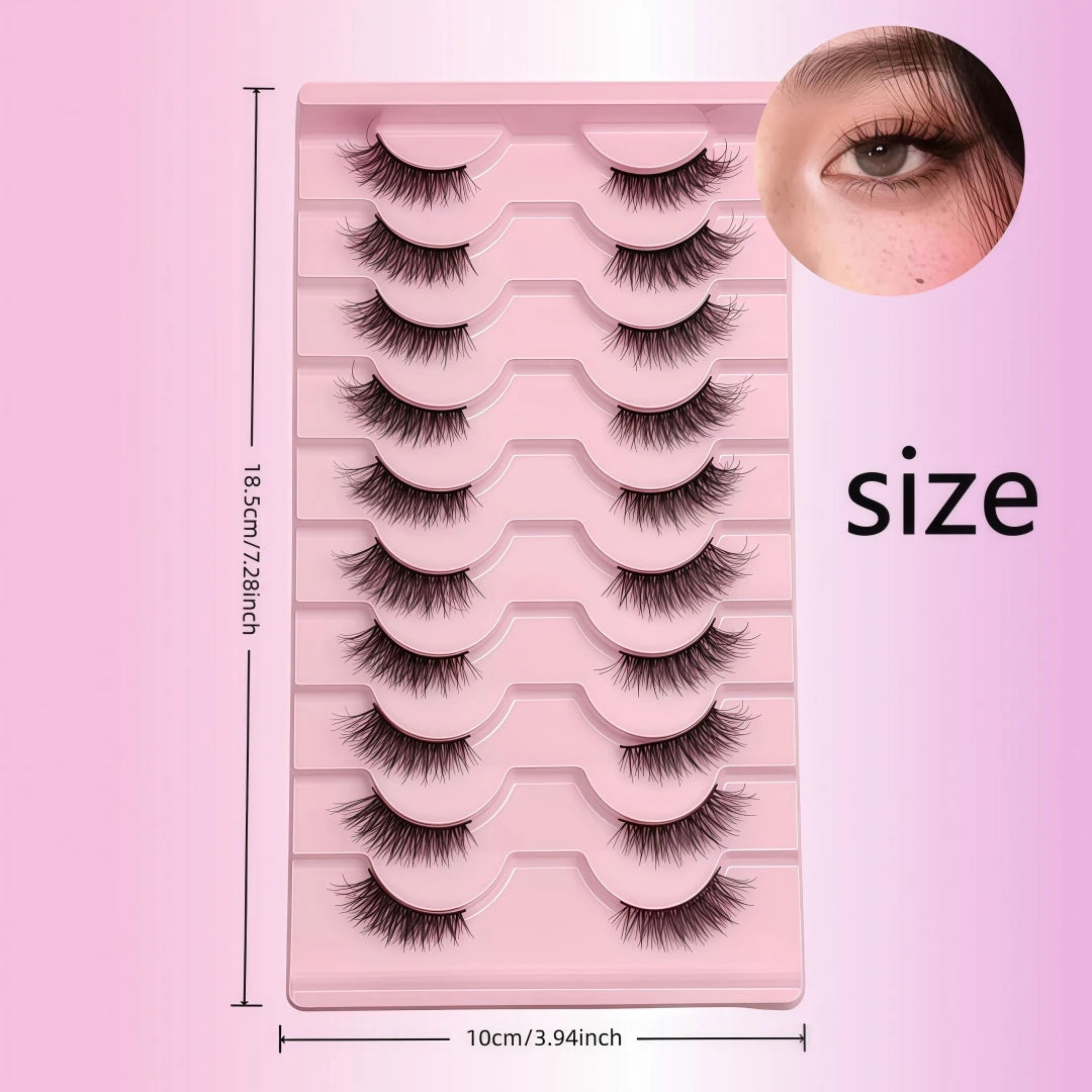 10 Pairs Black Band Cat Eye False Eyelashes Natural Breathable Reusable For Daily Halloween Christmas Black Friday