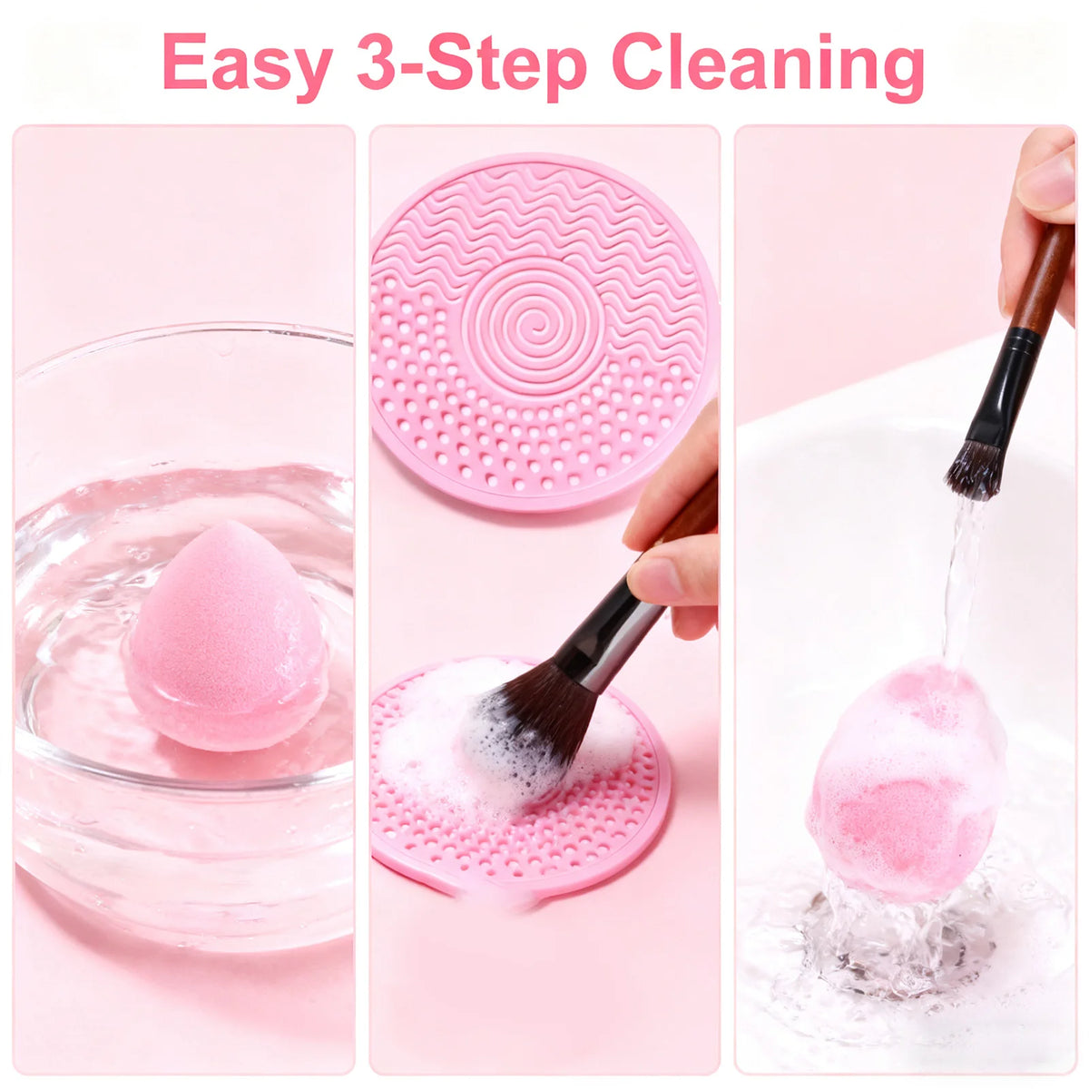 ZaiDoc Makeup Brush Cleaning Soap Blue Starry or Pink Peach Oolong with Cleaning Pad 2-in-1 Solid Brush Cleaner Mat for Beauty Blender Sponge Makeup Gentle Deep Cleaning Tool