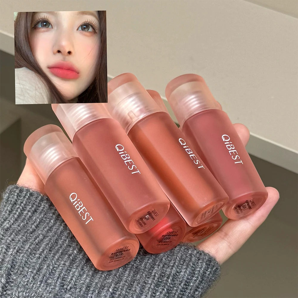 QIBEST 6 Colors Matte Liquid Lipstick Velvet Durable Lip Gloss Sexy Red Lip Stain Makeup Waterproof Lasting Lip Mud Cosmetics