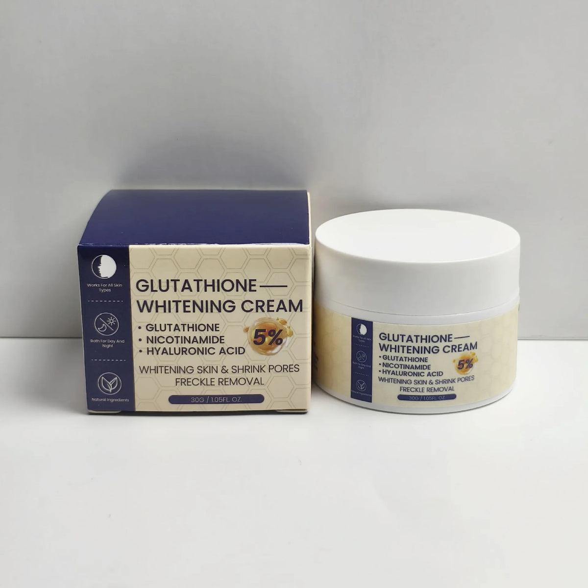 Whitening Face Cream, Reduce Dark Spots, Sun Spots, Melanin, With Collagen, Glutathione, Even Skin Tone For All Skin Types