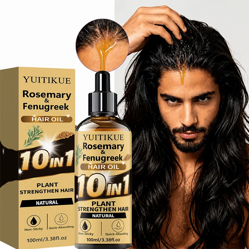 10‑in‑1 Herbal Hair Essential Oil Rosemary Fenugreek Extract Hydrating Nourish Scalp Moisturizer Silky Shine Hair‑Care Serum