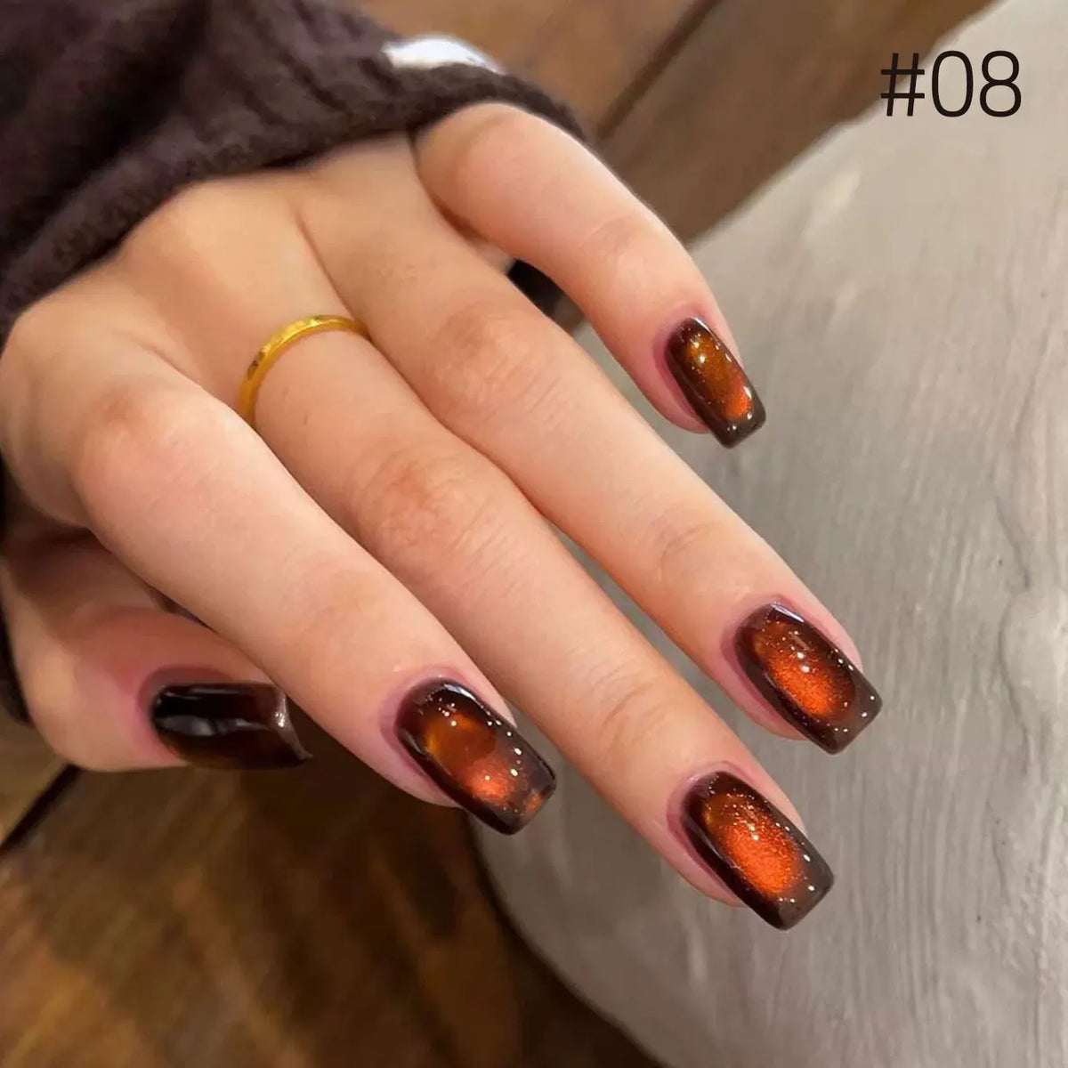 10ML 1-10pcs Christmas Red Nails Gold Black Nails Fiery 10-Color Glass Bead Cat Eye Gel Nail Polish Fine Powder Super Shimmering