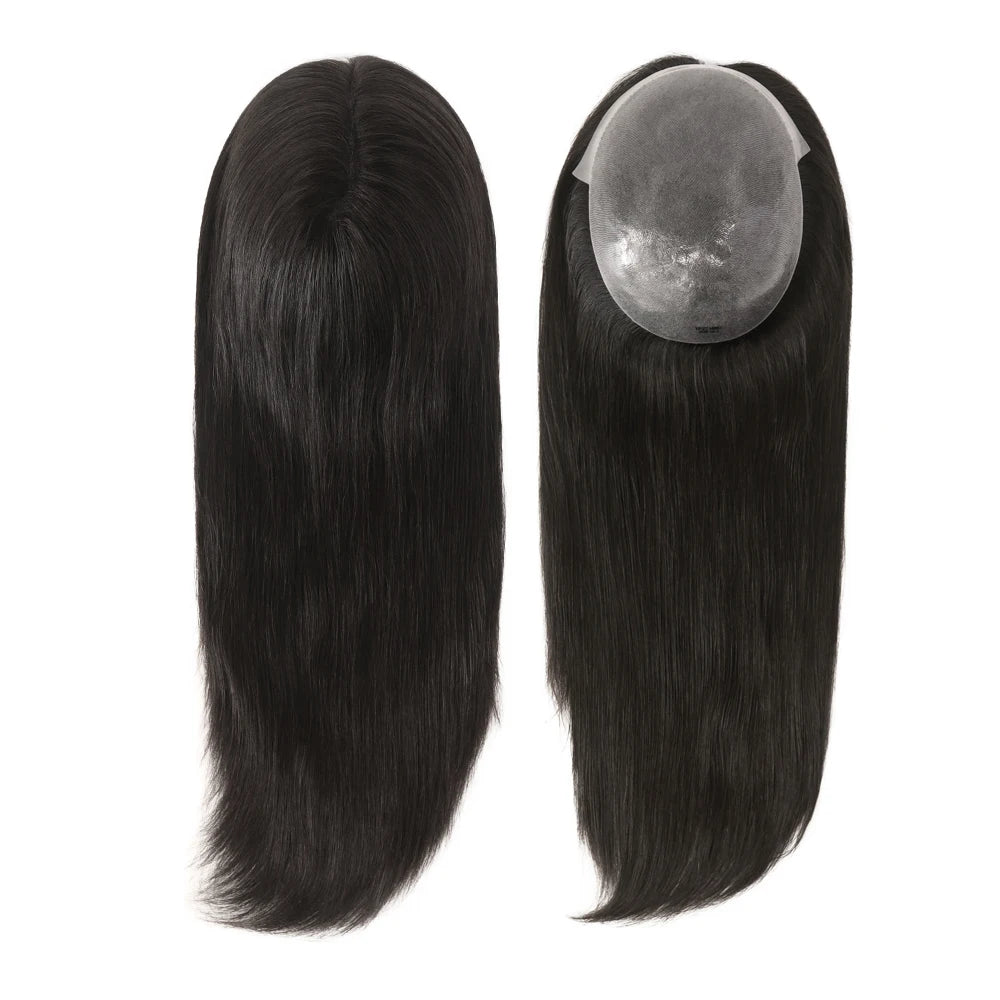 TP22- 18" Thin Skin Toupee For Women 7x9" Polyskin Brazilian Hair Human Hair Toppers