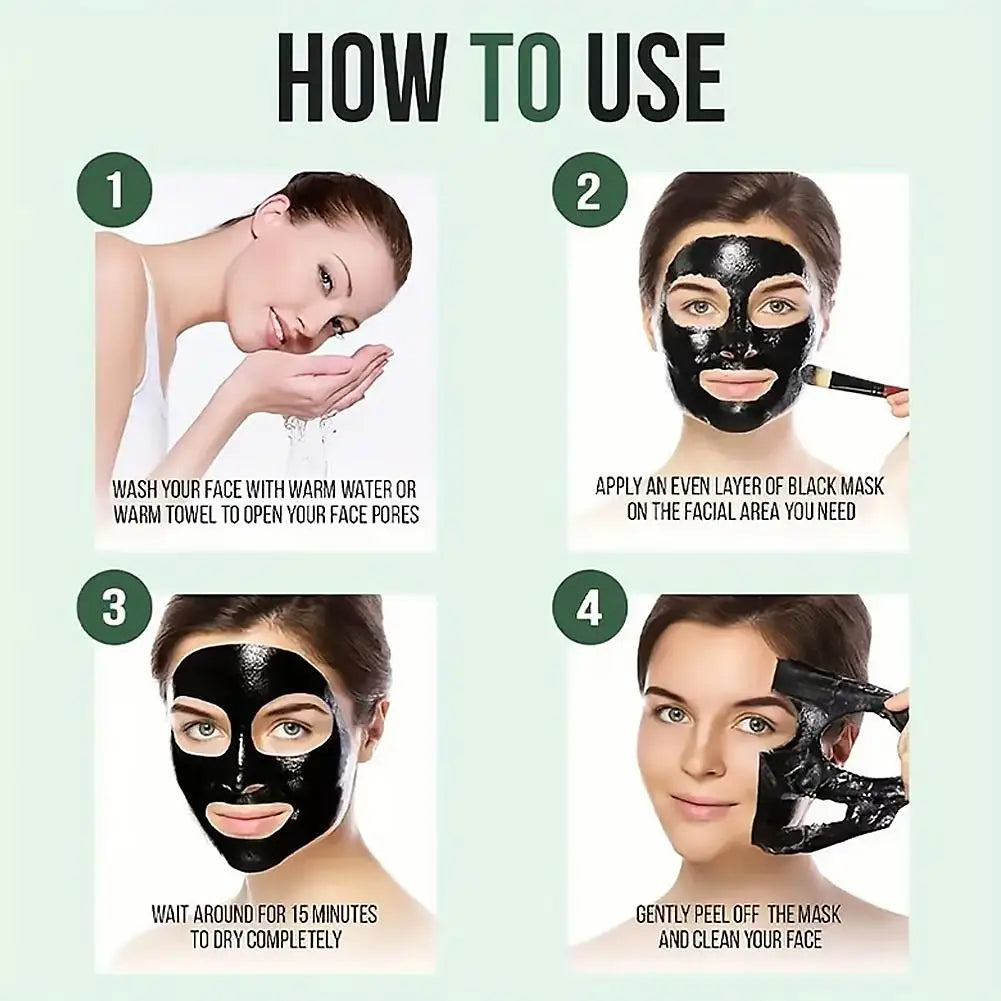 Charcoal Bamboo Peel Off Mask 50g,Deep Cleansing Blackhead Remover, Oil Control Pore Purifying Mud Mask for T-Zone Care