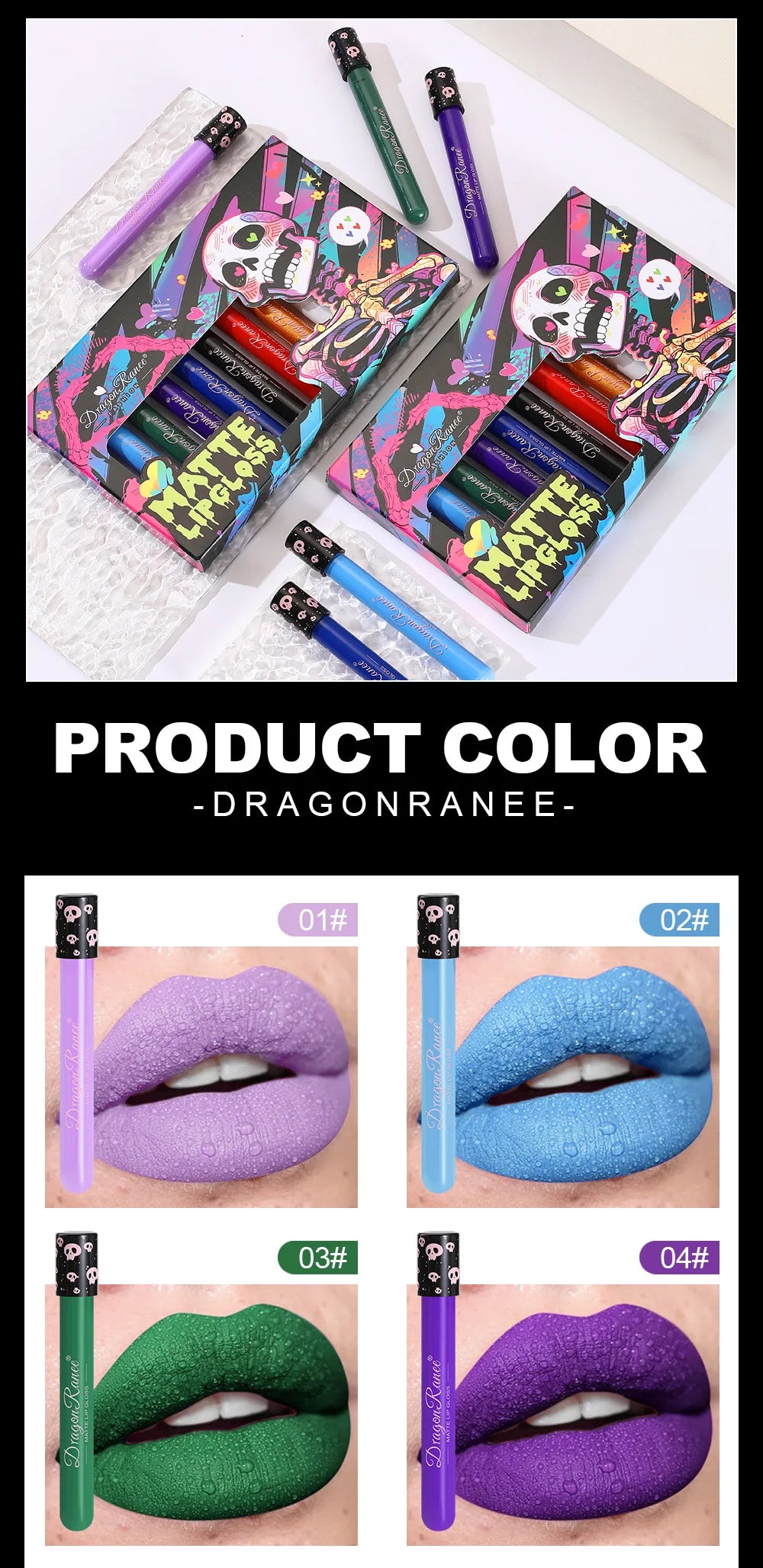 Creative Matte Lip Glaze 12 Shade Collection Vampire Halloween Cosplay Lipstick Waterproof Makeup Set Longwear Beauty  Makeup