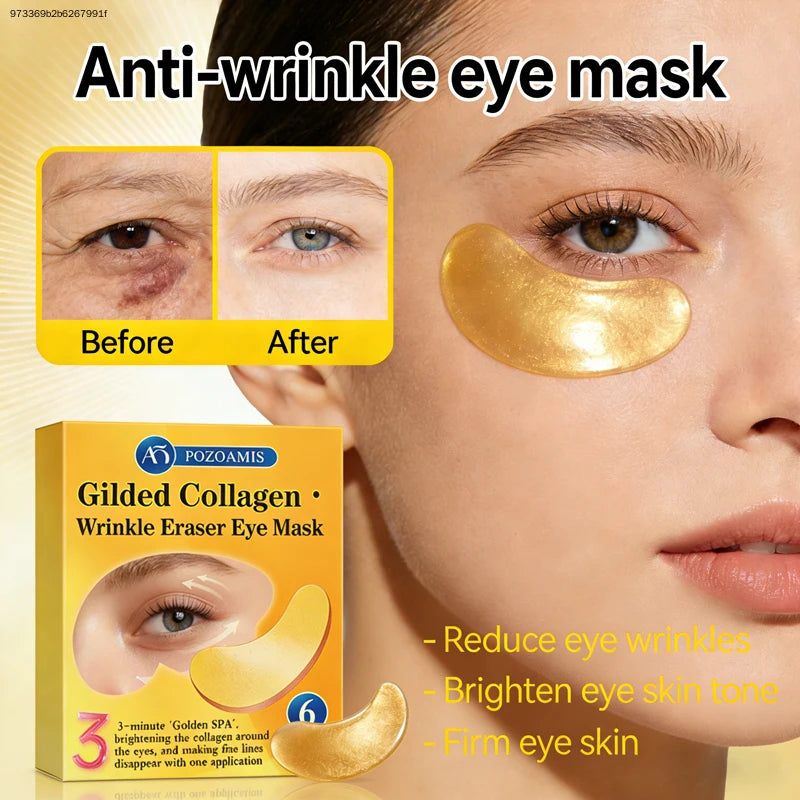 24K Gold Collagen Gel Eye Mask Anti-Aging Under Eye Patches Firming Moisturizing Pads for Wrinkle Dark Circle Eyebag Removal US Fast Delivery 60pcs