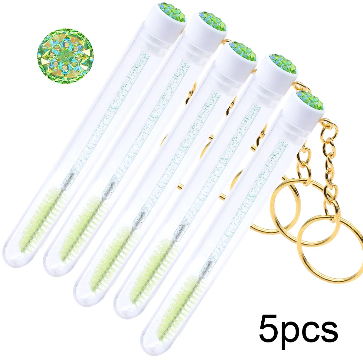 5pcs/Lot Eyelash Brushes Tubes With Keychain Lash Brush In Clear Container Disposable Eyelash Extension Mascara Wands With Case