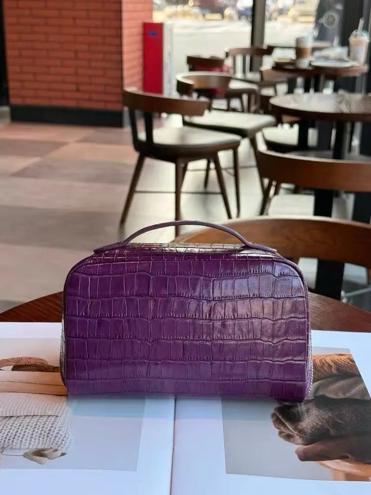 Dermis Makeup Brush Bags Crocodile Pattern Makeup Organizer Bag Large Capacity Skincare Bag Portable Commuting Big Makeup Bag