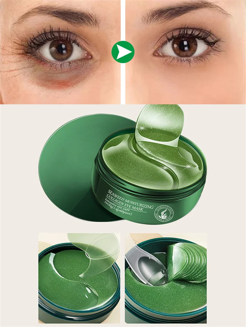 60pcs Seaweed Gold Collagen Eye Mask Anti Dark Circles Eyes Bags Moisturizing Anti-Wrinkles Eye Patches Eyes Skin Care Products