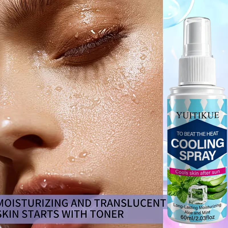 YUITIKUE Cooling Spray, Refreshing Aloe Mint Mist, After Sun Skin Moisturizer for Summer Outdoor Daily Body Skin Care