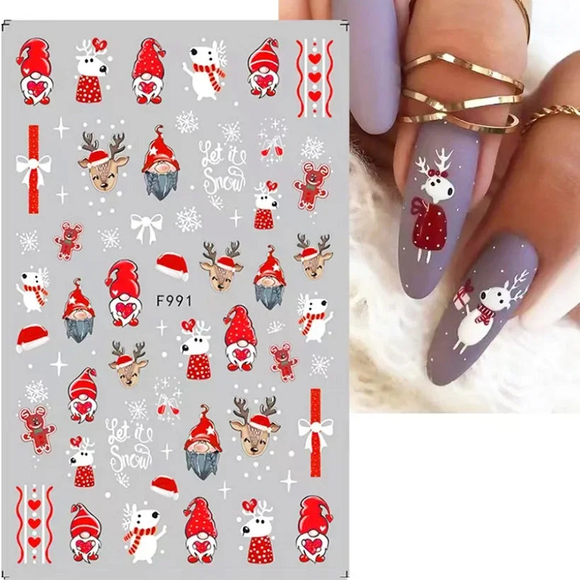5D White Snowflakes Embossed Nail Art Stickers Winter Charm Decals Self Adhesive Christmas New Year Slider Decoration Manicure