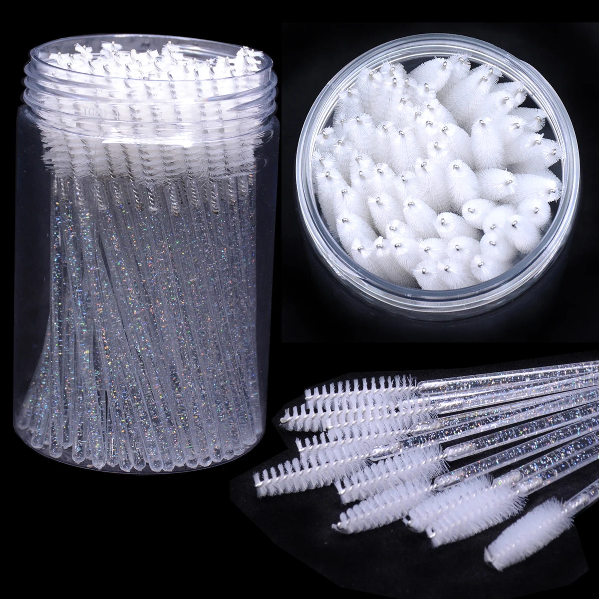 50pcs Crystal Eyelash Brushes With Contianer Disposable Lash Mascara Wands In Case Micro Makeup Applicators  Beauty Tools