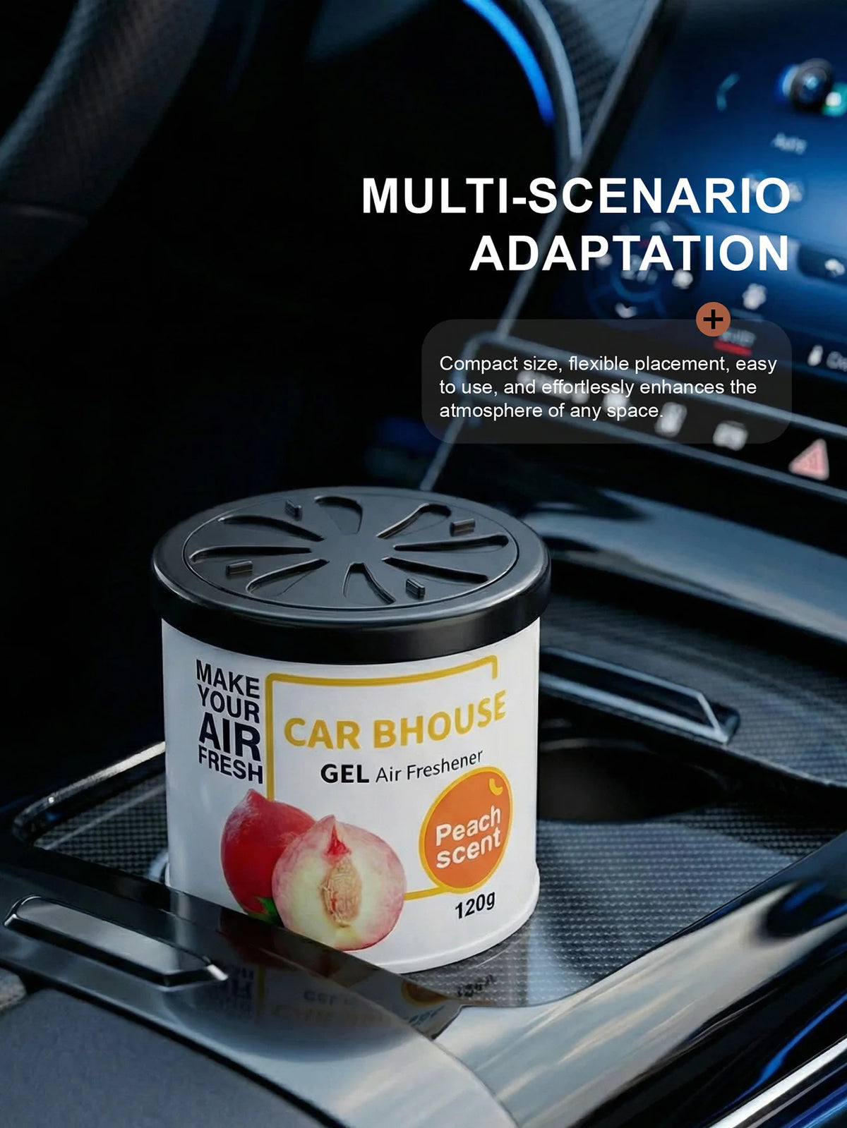 Dual-Purpose Air Freshening Gel for Cars and Homes, 120g with Fruity and Floral Fragrance, Providing Long-Lasting Scent.