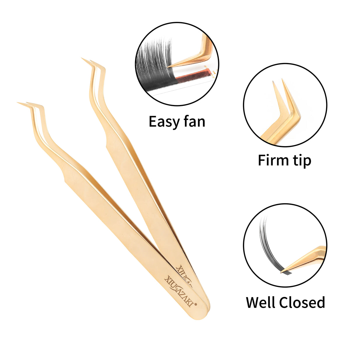 XIUSUZAKI High Precision Eyelash Extension Tweezer Fiber Tips for False Lash Extensions Stainless Steel Tweezers Makeup Tools