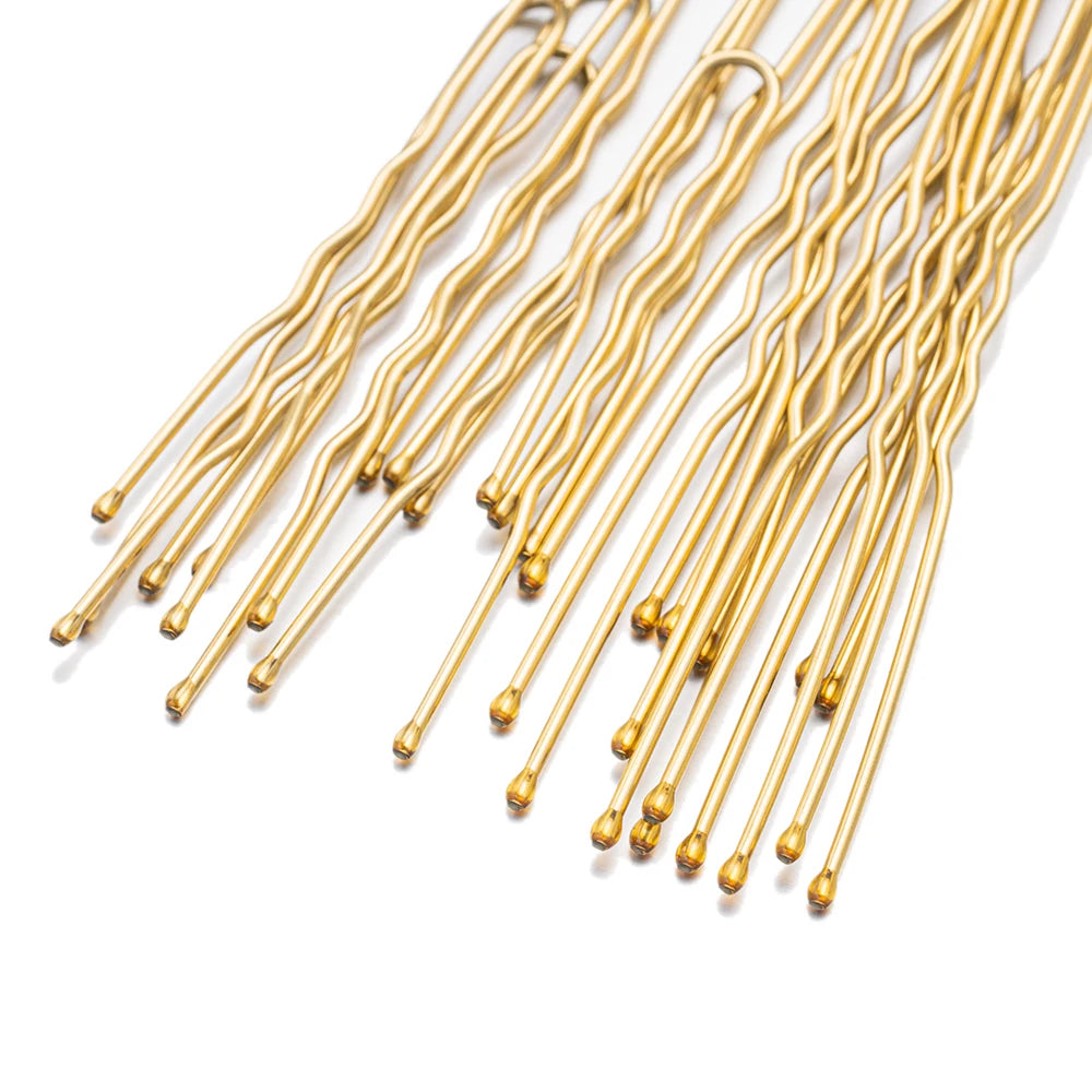 50Pcs 50/60/70mm Metal Waved  U Shaped Hair Pins Hairclip Women Girls Wedding Hairstyle Styling Tools Accessories