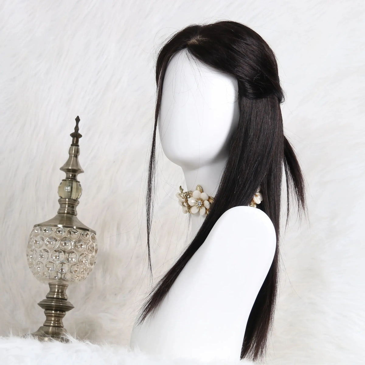 6*6 Silk Top Virgin European Human Hair Wig Bangs Natural Hairline Silk Base Glueless Elastic Cap Breathable Wear To Go Wig For