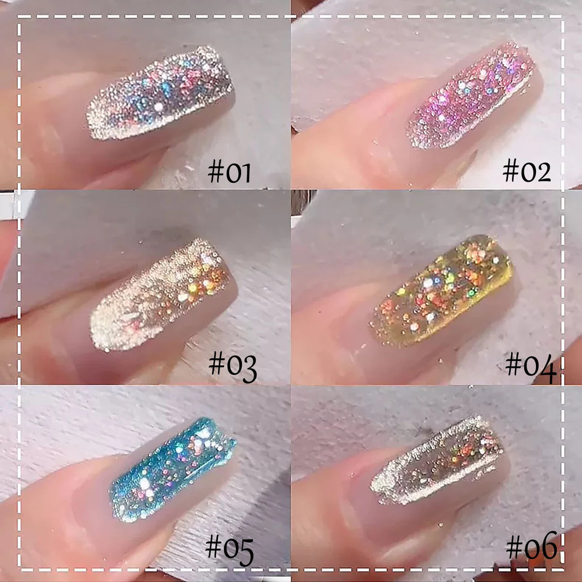 ZH 1-6Pcs 12ML Blue Purple Dual Color Aurora At Eye Gel Nails 2025 New Press On Glass Bead French Nails Phototherapy Nails