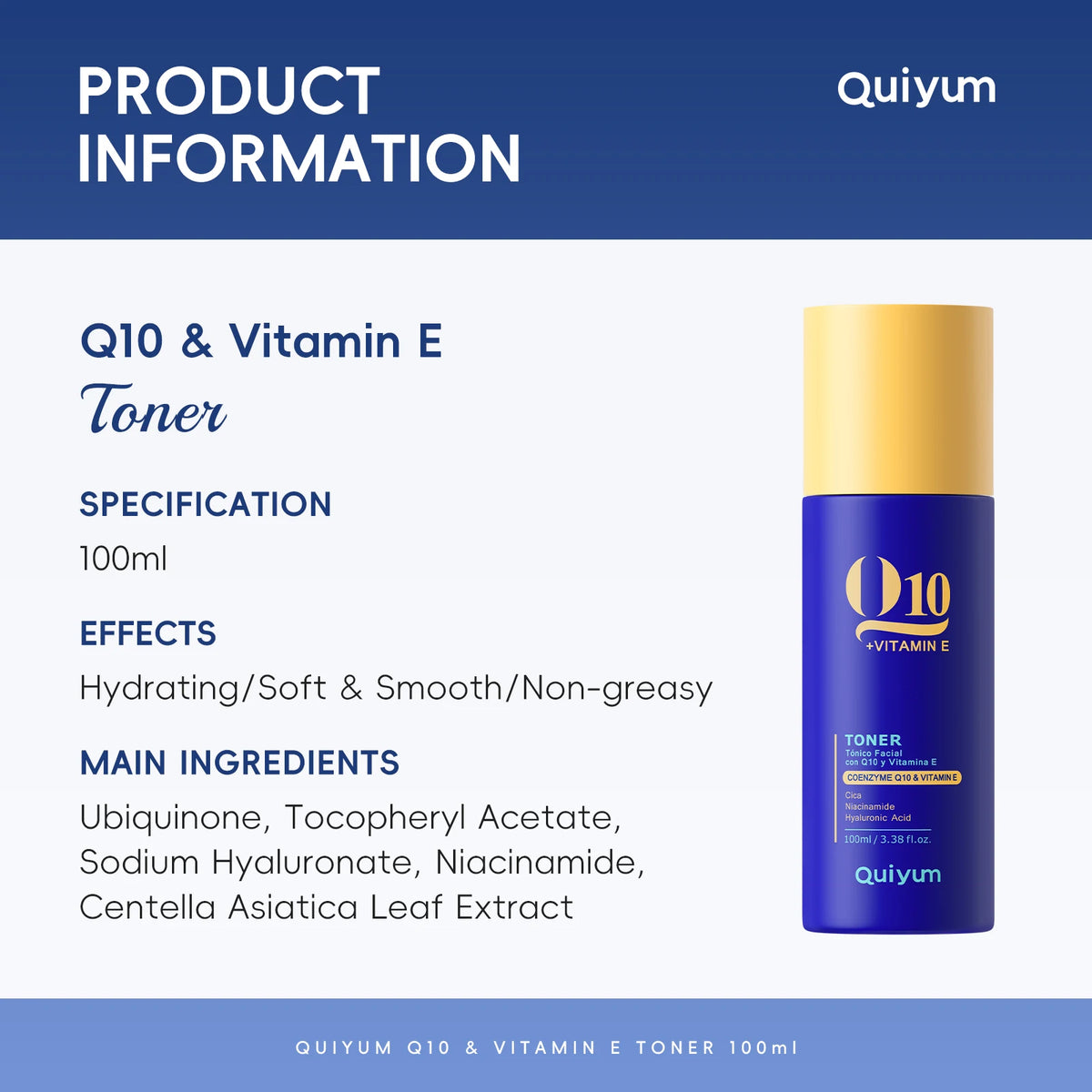 QUIYUM 6Pcs Coenzyme Q10 Vitamin E Anti-Aging Skincare Set, Cleanser Toner Serum Eye Cream Day Night Cream Hydrating Facial Kit
