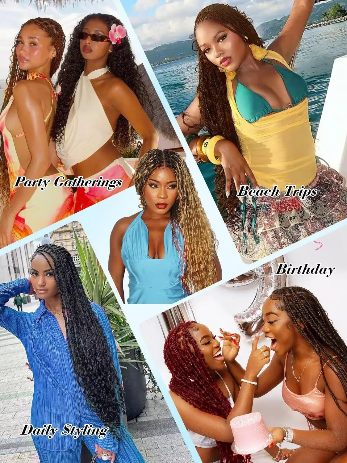 Deep Wave 1B Human Hair Bulk No Weft Curly Braiding Hair Extensions, Soft Real Human Hair Bulk For Making Knotless Boho Braids Various Fashion Braided Hairstyles For Ladies
