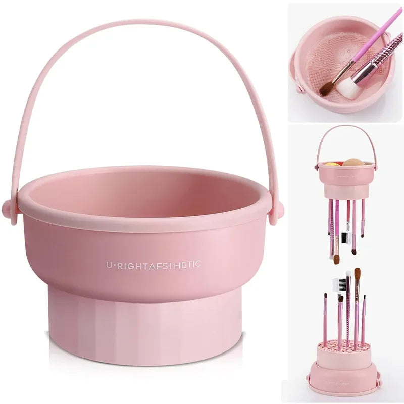 Makeup Brush Cleaning Bucket Washing and Drying Tools Beauty Makeup Powder Puff Cleaning Artifacts Drying Rack Storage Box