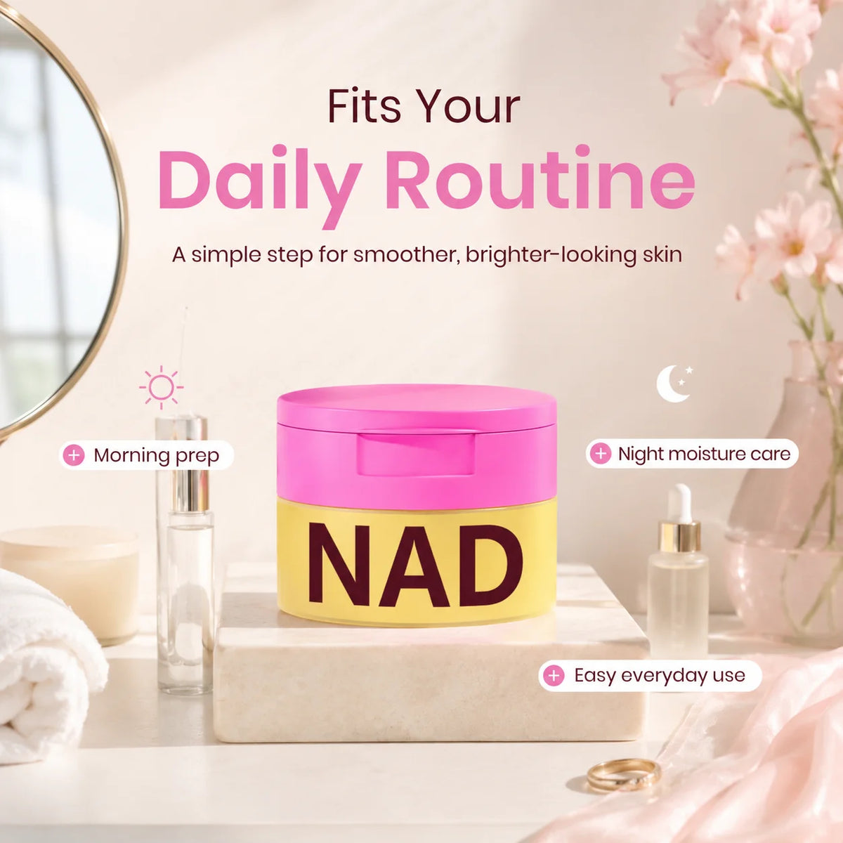 KOEC NAD+ Hydrating Face Moisturizer - Skincare Cream with Niacinamide & Hyaluronic Acid - Instant Face Lift Cream for Radiant & Smooth Skin - Daily Moisturizer for All Skin Types, 50g/1.76oz
