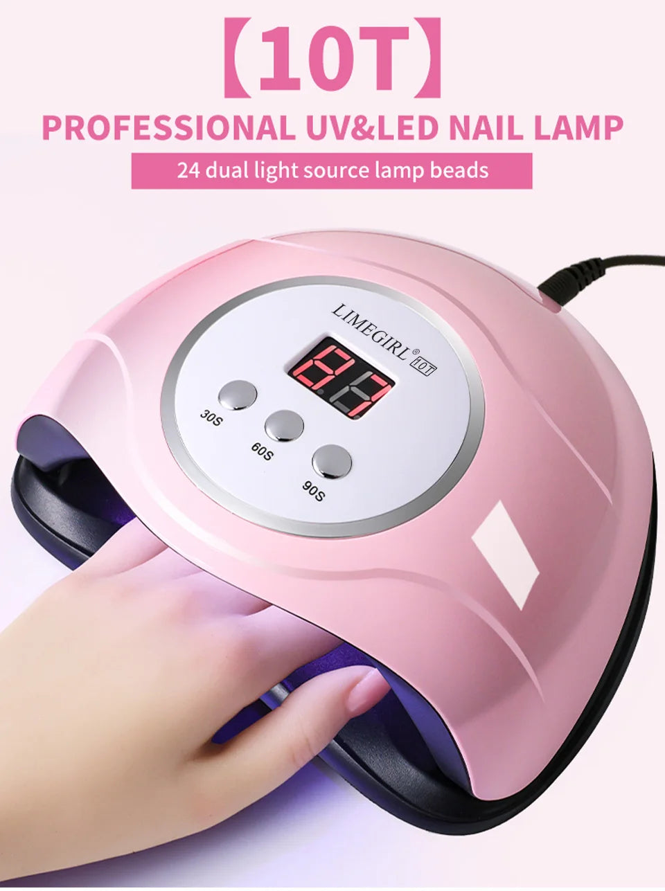 LIMEGIRL 24LED UV Lamp for Nails Gel Polish Varnish Drying With LED Display And Motion Sensing Professional Manicure UV Lamp for Acrylic Resin Dryer Home Use Tool