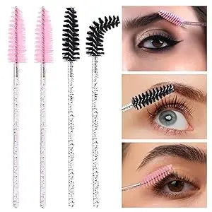 2025 Trend 100Pcs Disposable Mascara Wands -Lash Spoolies, Crystal Eyebrow Brush for Eyelash Extensions & Makeup Grooming