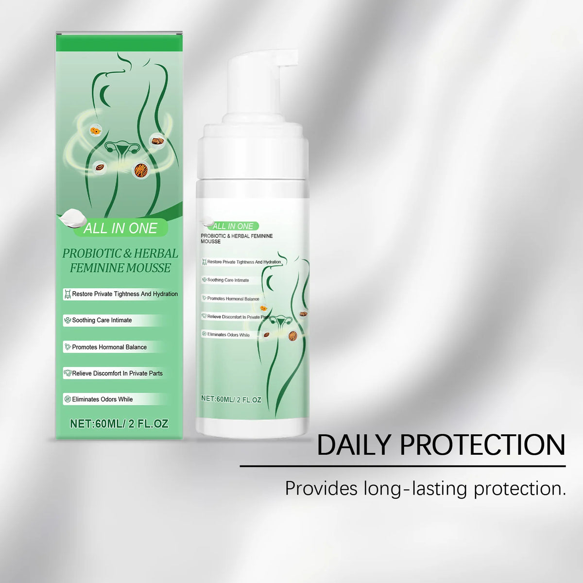 Herbal Women Private Part Care Mousse Gentle Cleanse Reduce Odor Ph Balance Anti-Itching Hydrating Feminine Hygiene Care Product