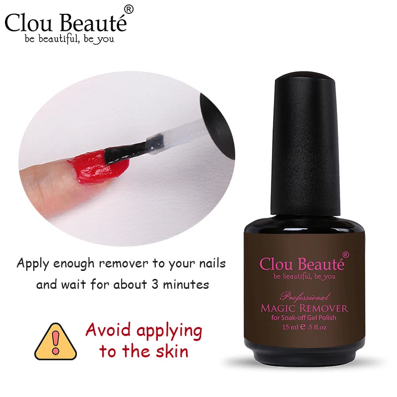 ClouBeaute Nail Gel Polish Remover Quick Easy Polish Magic Remover In 2-3 Minutes No Need Soaking Or Wrapping Nail Art 15ml