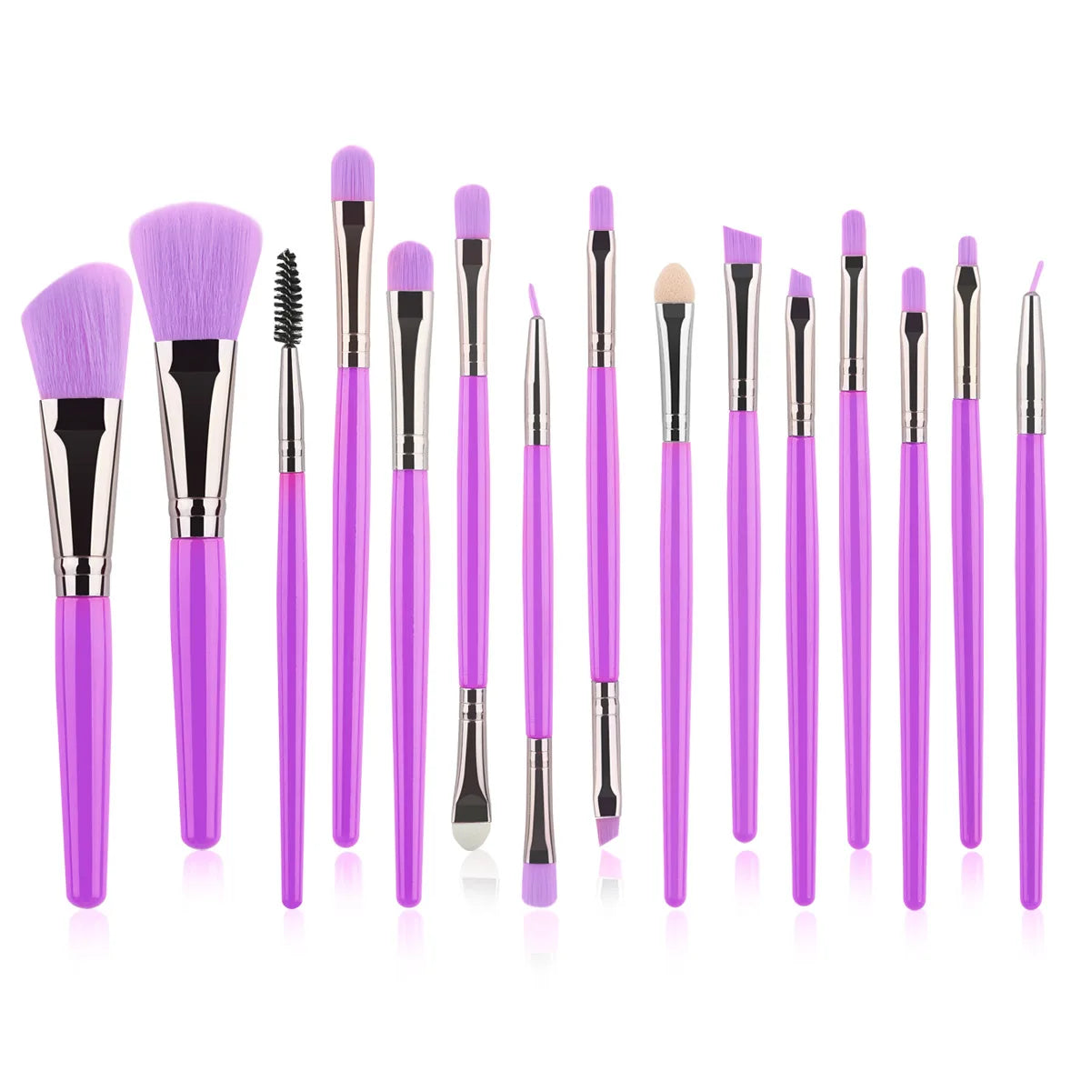 15pc Makeup Brushes Set Face Eyes Make Up Brush Eyelash Eyeshadow Eyebrow Eyeliner Foundation Powder Blush Highlight Lips Brush