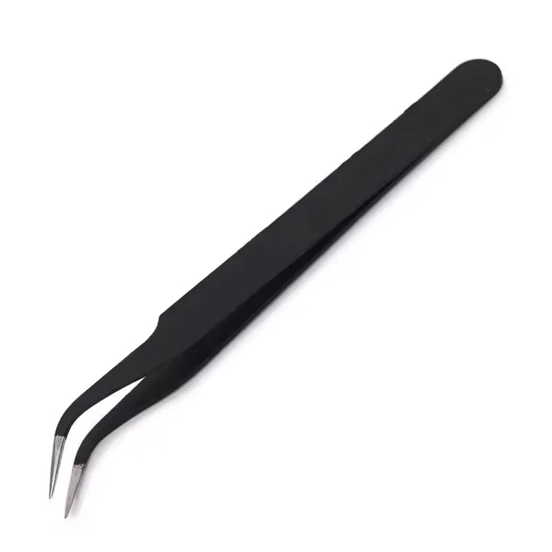 Tweezers, Precision Black DIY Tweezers for Nail Art and Eyelash Extensions Beauty Tools