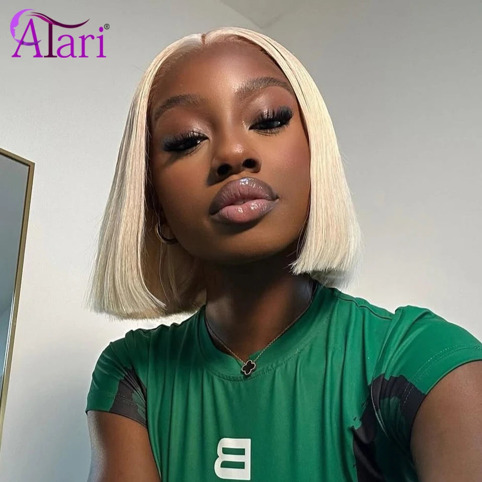 Upgrade 13x4 Lace Frontal Bob Striaght 3 Tone Human Hair Wigs Brazilian Ombre 613 Colored Short Bob Transparent Wig 180 Density