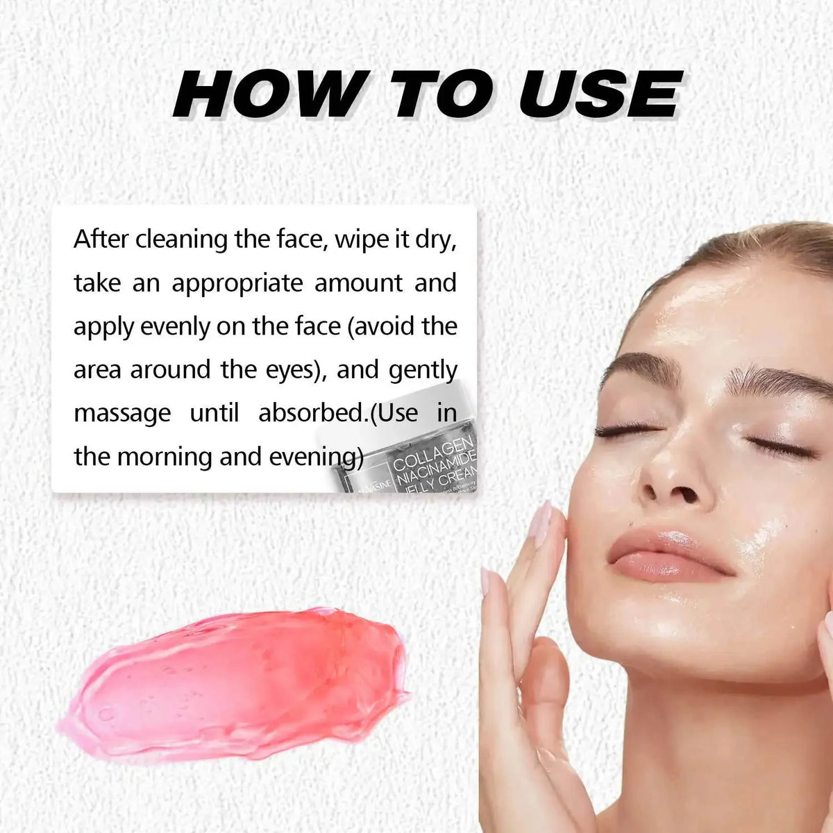 50g Collagen Niacinamide Jelly Cream Deep Moisturizing Pore Shrinking Brightening Niacinamide Gel  Lifting Firming Face Skin Car