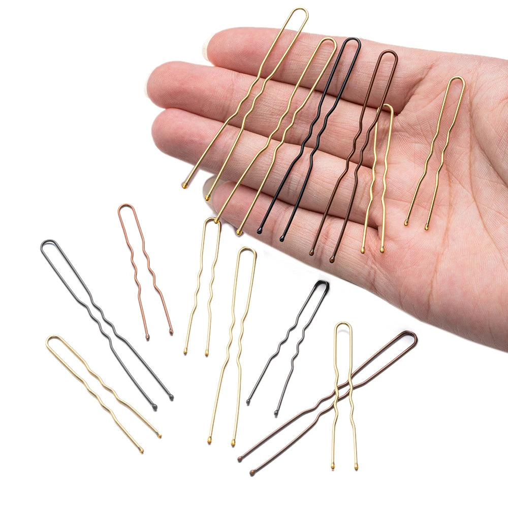 50Pcs 50/60/70mm Metal Waved  U Shaped Hair Pins Hairclip Women Girls Wedding Hairstyle Styling Tools Accessories