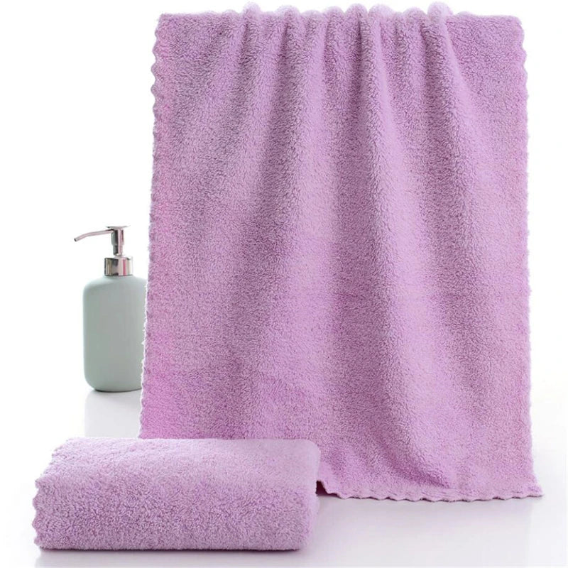 Soft Towel Bath Washing Cleaning Swimming Bathing Tools Dry Hair Water Absorbent Double-Sided Coral Velvet Microfiber Towel
