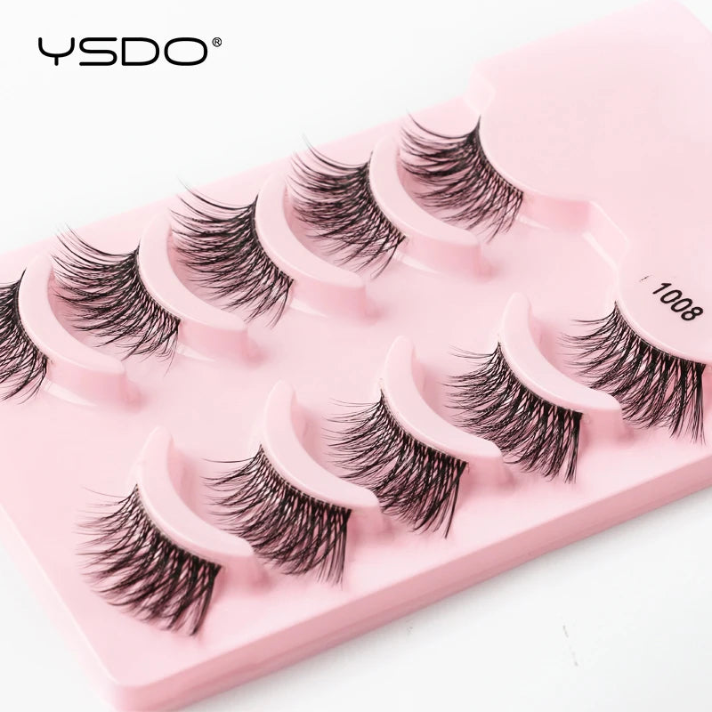 YSDO 5/10 Pairs Natural Eyelash Extension Hand Made Maquilagem Fluffy Fake Half Lashes Soft 3D Mink Lashes Makeup Faux Cilios