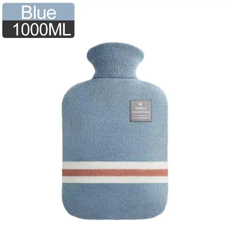 1L Or 2L Hot Water Bottle With Knitted Cover Large Capacity Hot Water Bag For Female Warm Belly Hands Inject Water Hot Water Ba