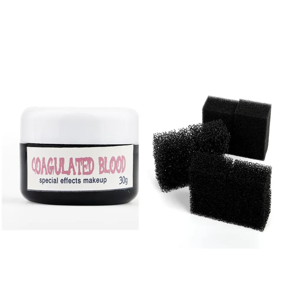 Halloween SFX Makeup Kit with Fake Blood Cream Plasma Cream And Special Effect Makeup Sponge for Zombie Vampire Monster