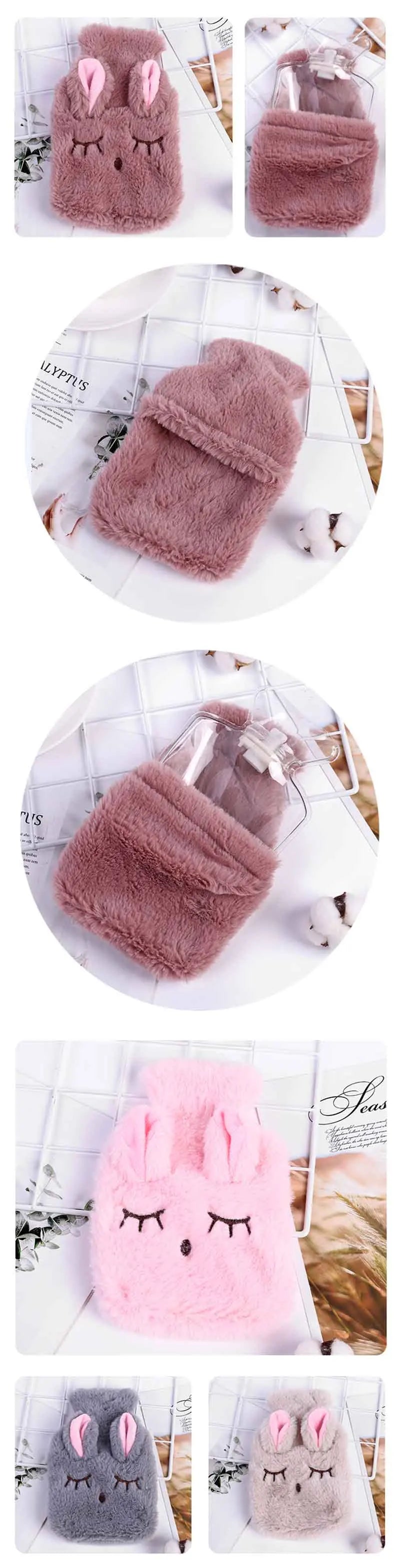 Soft Kawaii Hot Water Bottles Plush Rubber Hand Warmer Foot Belly Explosion-proof Insulating Hot Water Bag for Women Period Pain