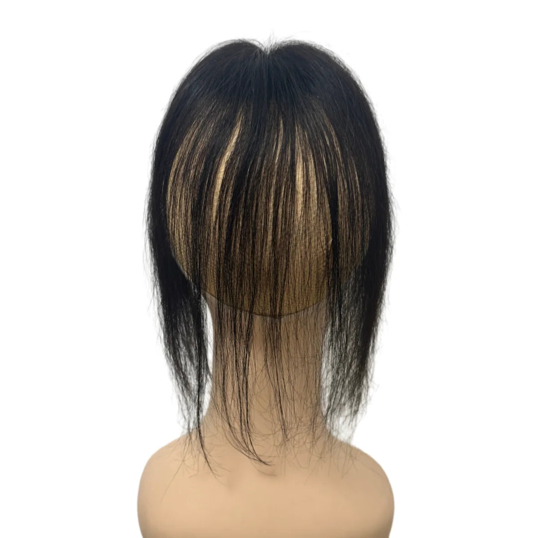 7x10cm Breathable Lace Human Hair Toppers 10 Inch Invisible Clip In Bangs for Women Natural Hairpieces Cover Thinning Hair Daily