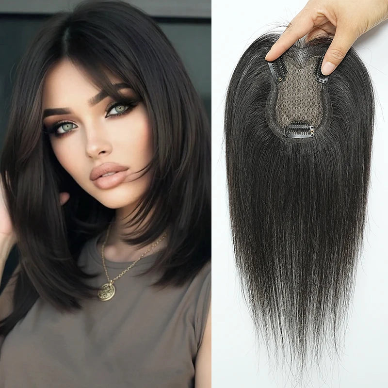 100% Human Hair 7X10cm Butterfly Hairnet Extensions Improve Hair Volume Hair Topper Wig Piece Swiss Lace Pieces Wigs for Women