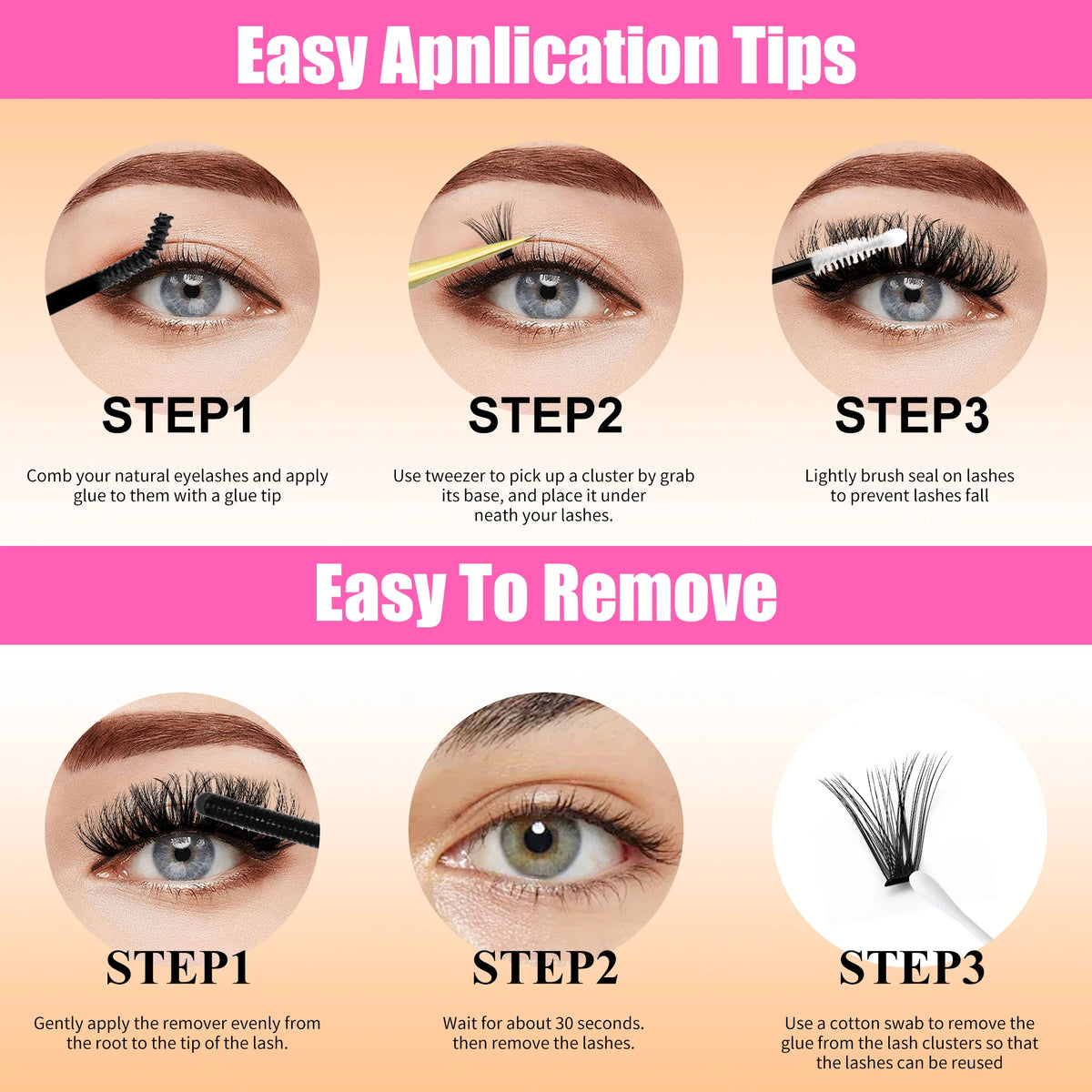 LAKANAKU Manga DIY Lashes Book Lash Cluster Tray Bottom Clusters Volume Set Eyelash Extensions Individual Eyelashes