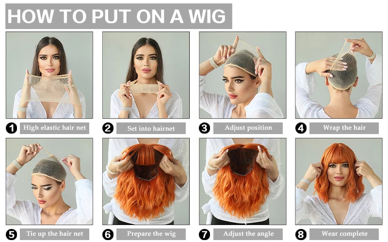 7JHH WIGS Ombre Black Blonde Bob Wig for Women Daily Party Synthetic Straight Short Hair Wig with Fluffy Bangs Pixie Cut Wigs