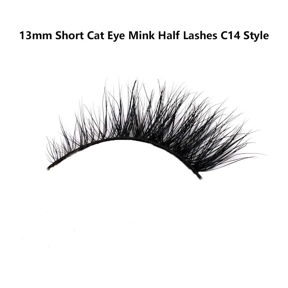 Half Lashes Short Mink Eyelashes Fluffy Soft False Eyelashes Wispy Cross Strip Eye Lashes Natural Mink Eyelash Extension Makeup